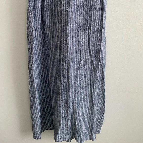 BANANA Republic Linen Striped Blue and White Short Sleeve Midi Wrap Dress Size 2 - Picture 9 of 15
